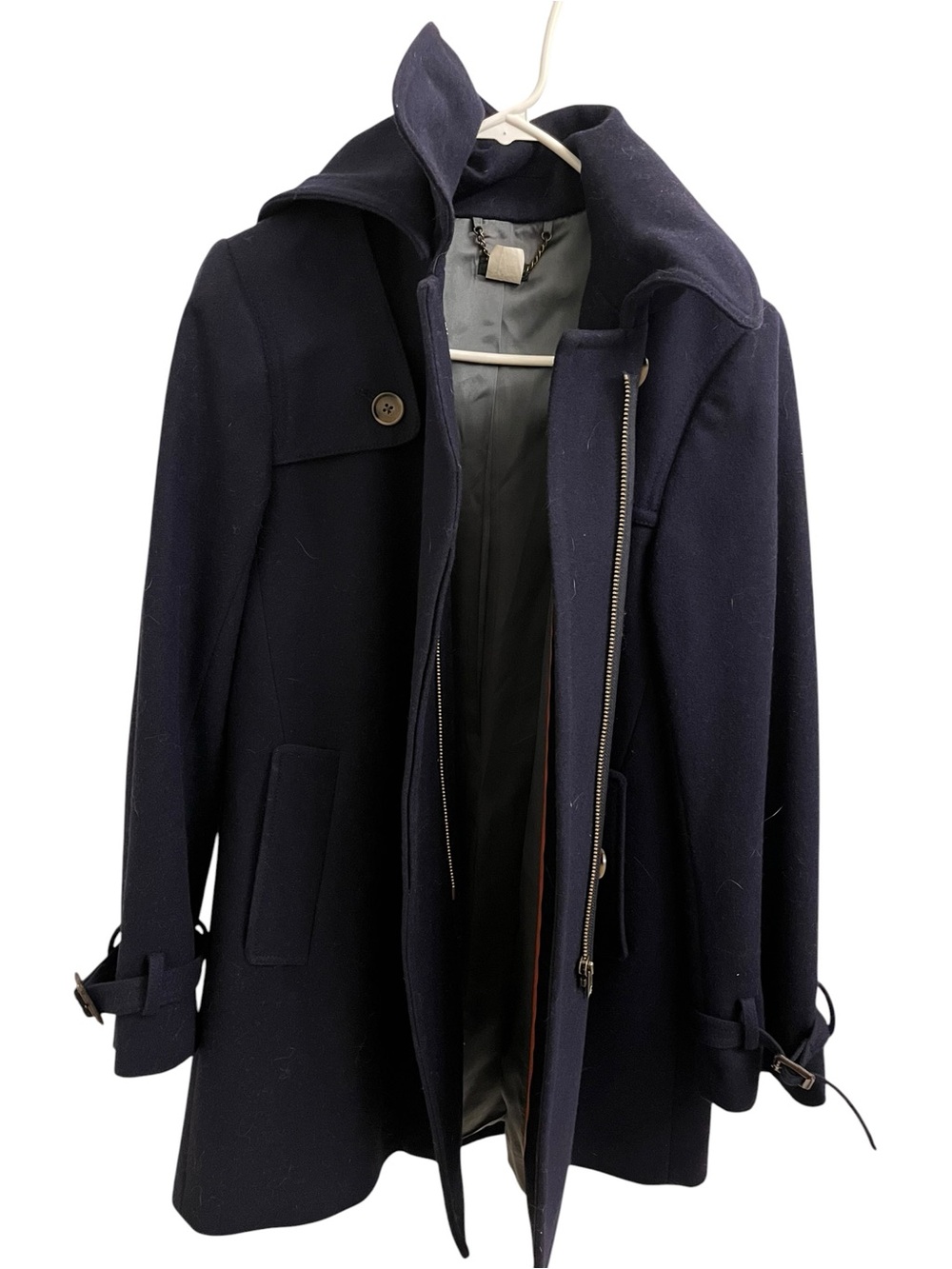 J. Crew Navy Wool Pea Coat with Zip and Button Front